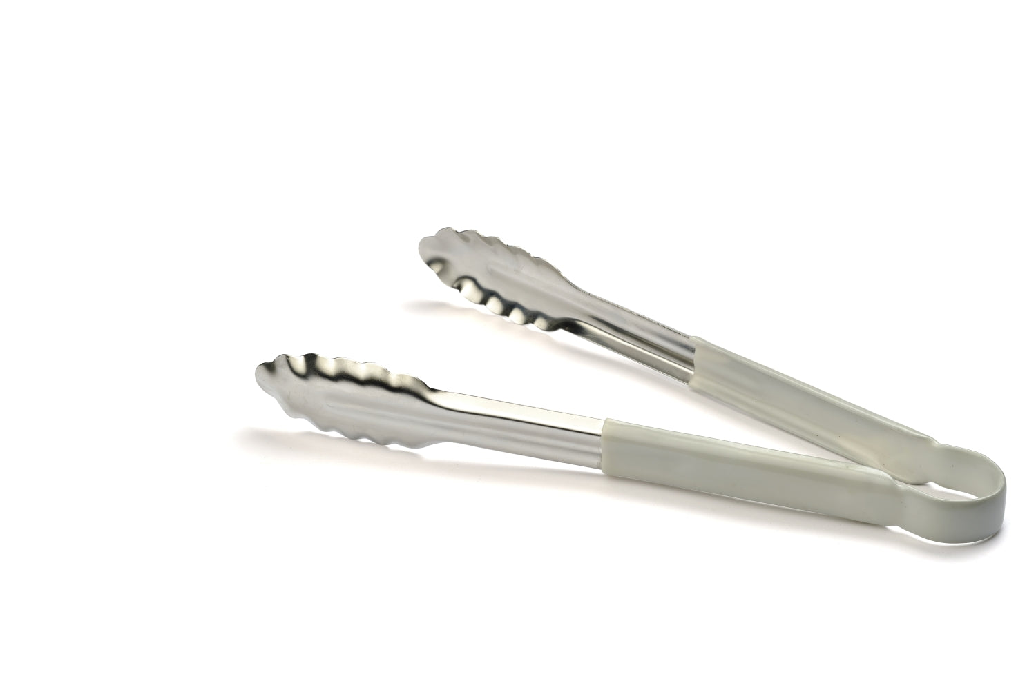 Pinça de buffet em inox com cabo branco 25cm