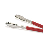 Pinça de buffet em inox com cabo PVC vermelho 25cm