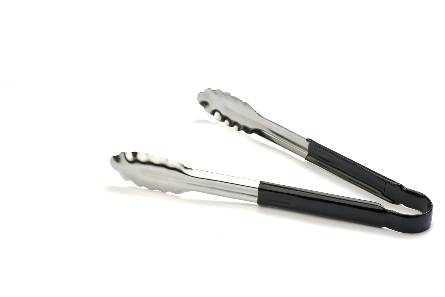 Pinça de buffet em inox com cabo preto 30cm