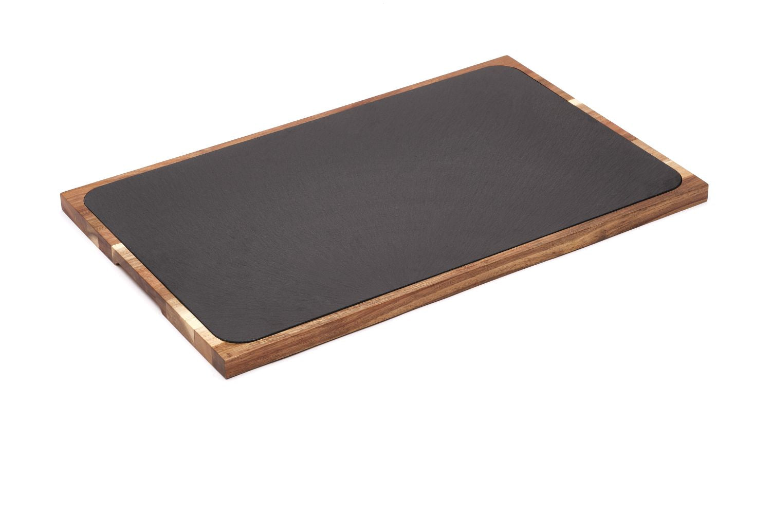 Ardósia de buffet GN 1/1 53x32,5cm com base de acácia 55x34,5x2cm