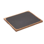 Ardósia de buffet GN 1/2 32,5x26,5cm com base de acácia 34,5x28,5cm