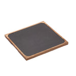 Ardósia de buffet GN 30x30cm com base de acácia 32x32x1,5cm