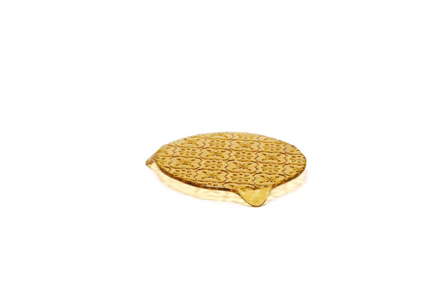 Suporte redondo de vidro Âmbar com 3 pés Ø14x1,3cm