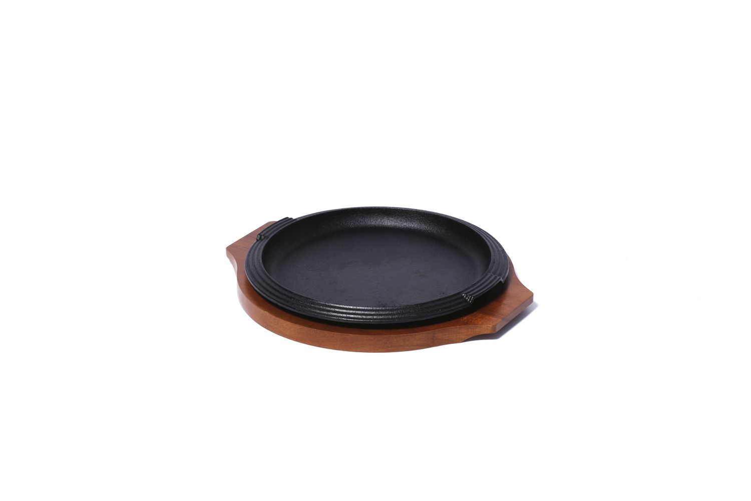 Prato de ferro fundido com base de acácia Ø32x2,8cm