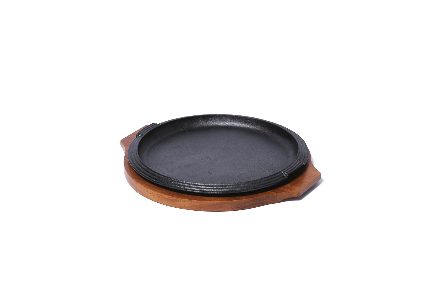 Prato de ferro fundido com base de acácia Ø37x2,8cm