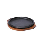Prato de ferro fundido com base de acácia Ø37x2,8cm
