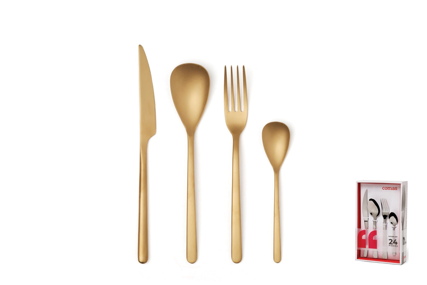 Faqueiro Canada Vintage dourado 4mm 18%, 24 peças