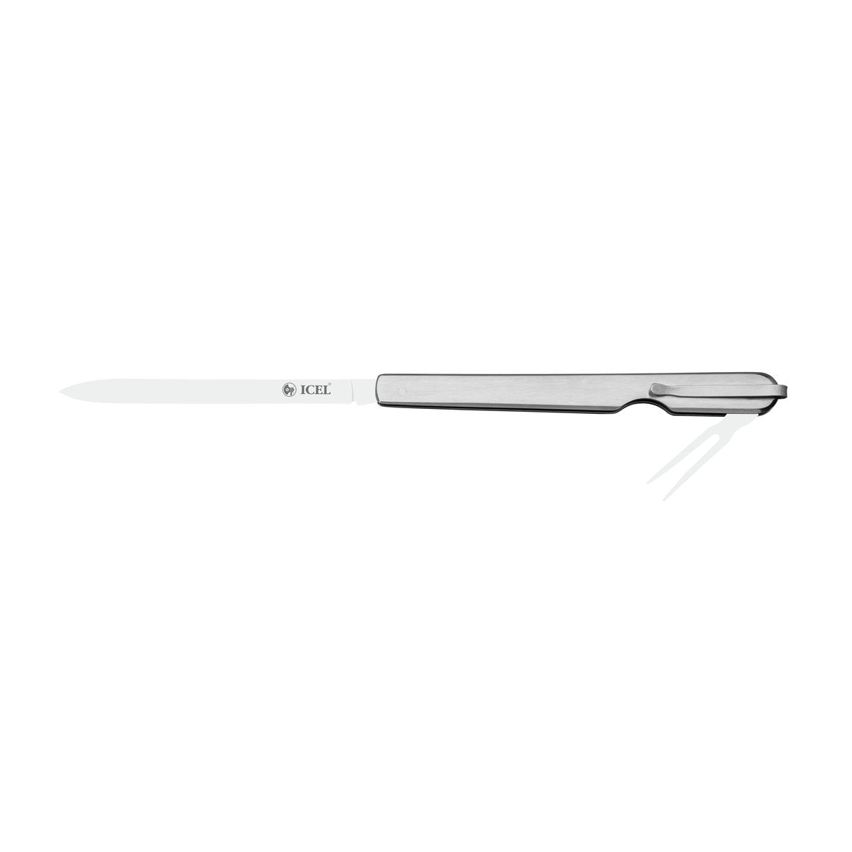 Faca para testar salsichas com garfo e patilha 14 cm, cabo inox