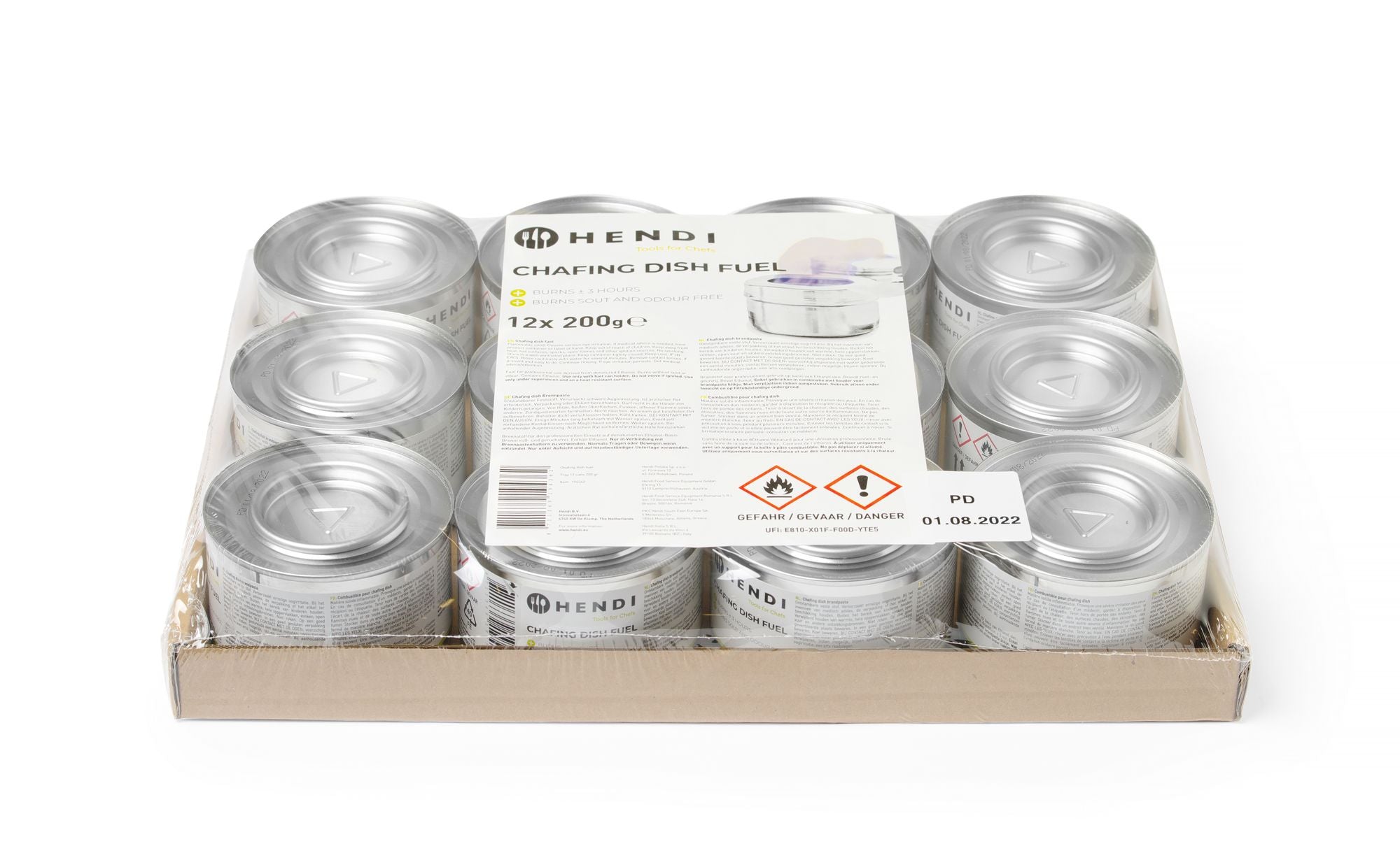 Combustível para chafing dish etanol 200 g Hendi – 12 unidades
