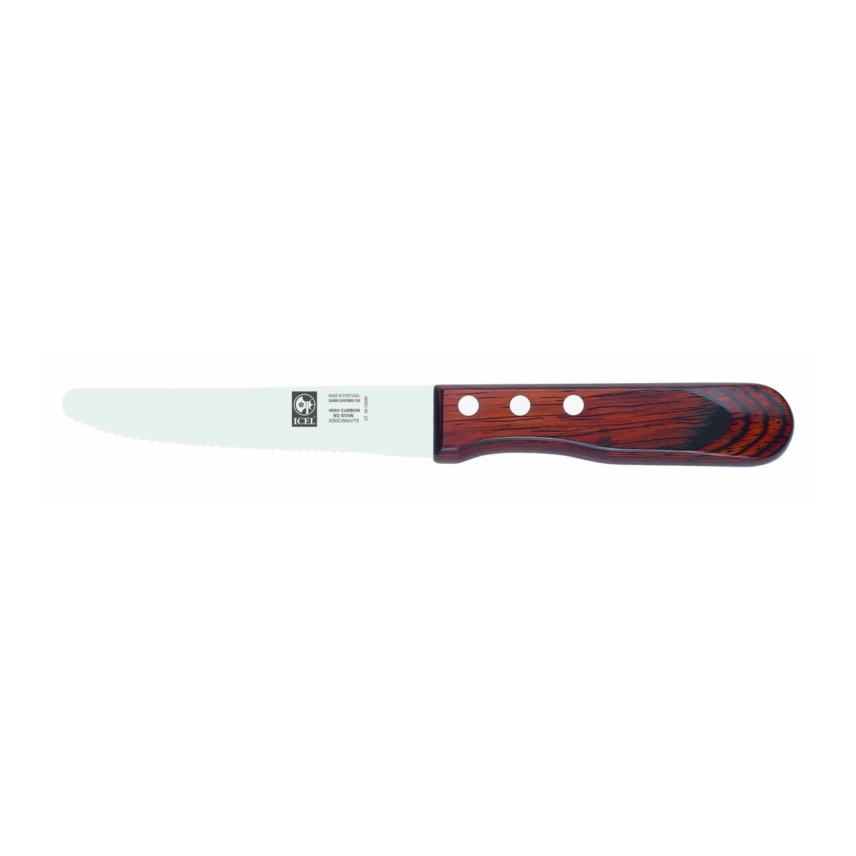 Faca para bife 13 cm, cabo de madeira prensada vermelha
