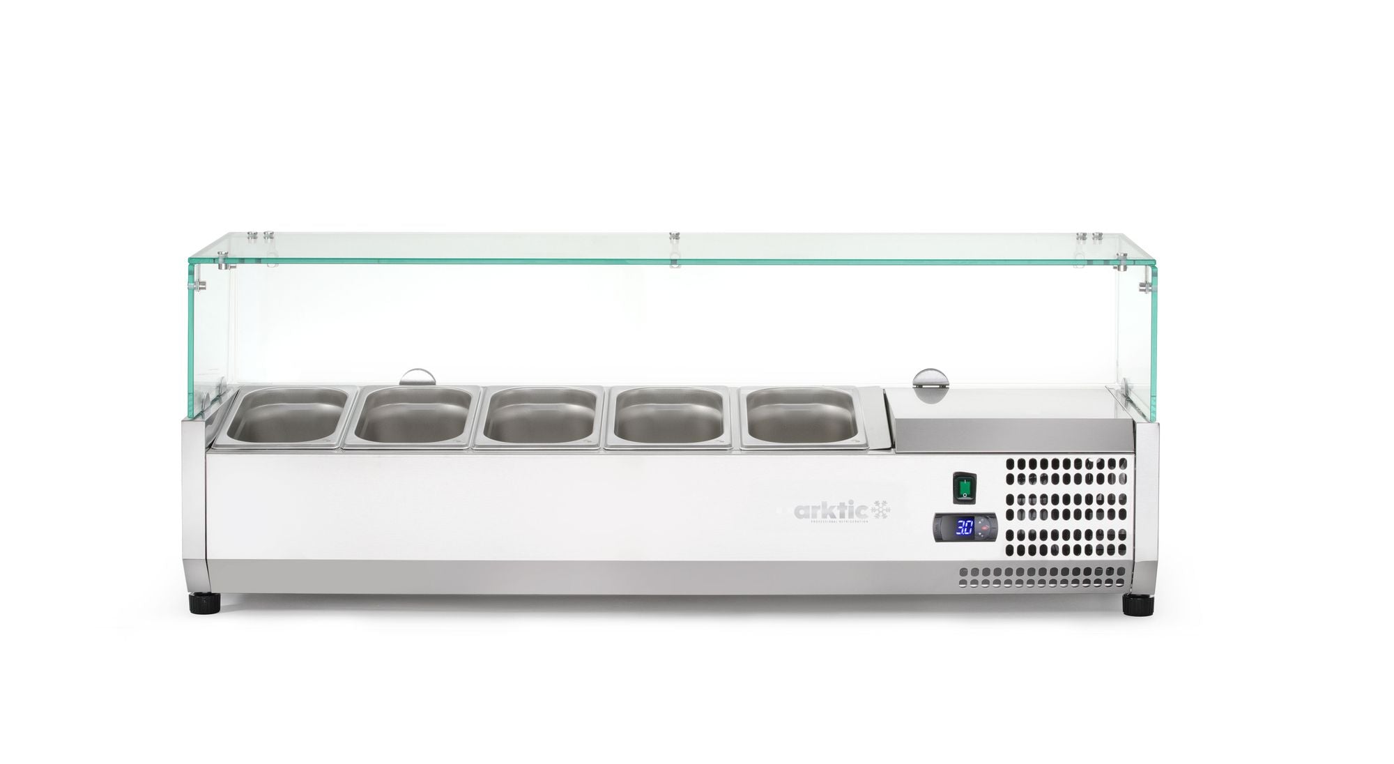 Servidor de bancada refrigerado 5x GN 1/4 com vitrine de vidro
