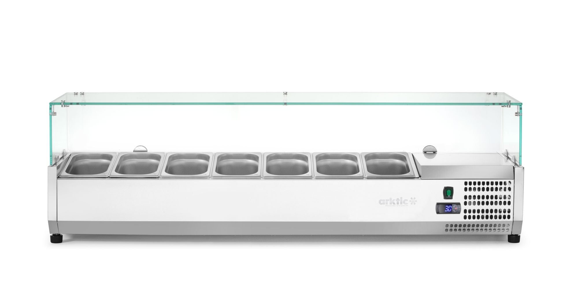 Expositor refrigerado de bancada 7x GN 1/4 vidro