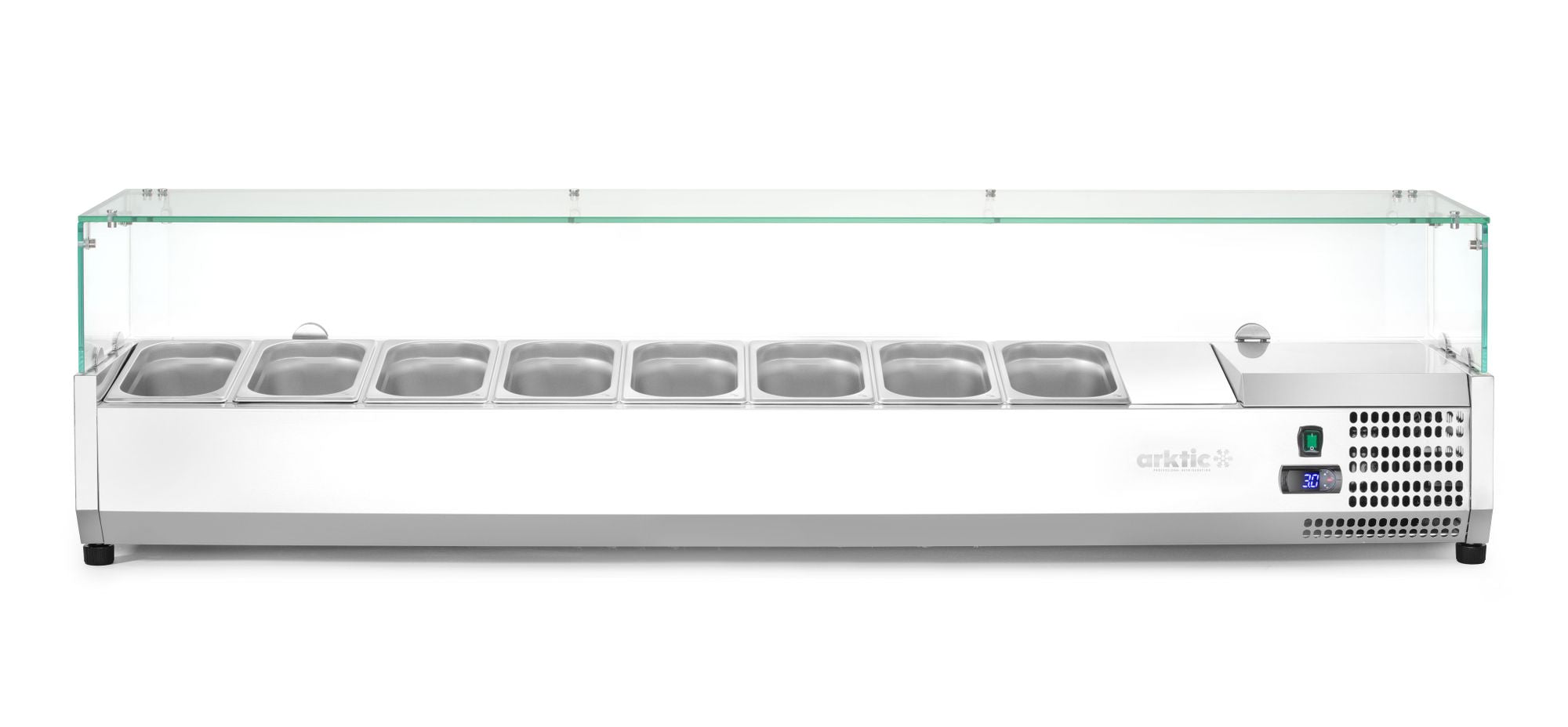 Servidor de bancada refrigerado 8x GN 1/4 com vitrine de vidro