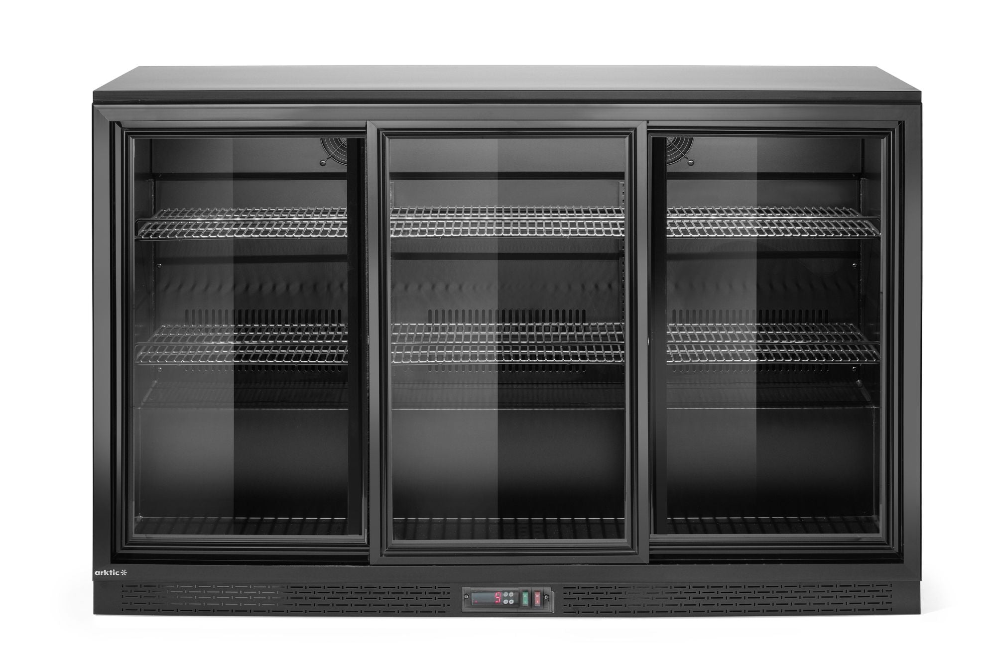 Refrigerador de bar preto 3 portas de correr 308 l
