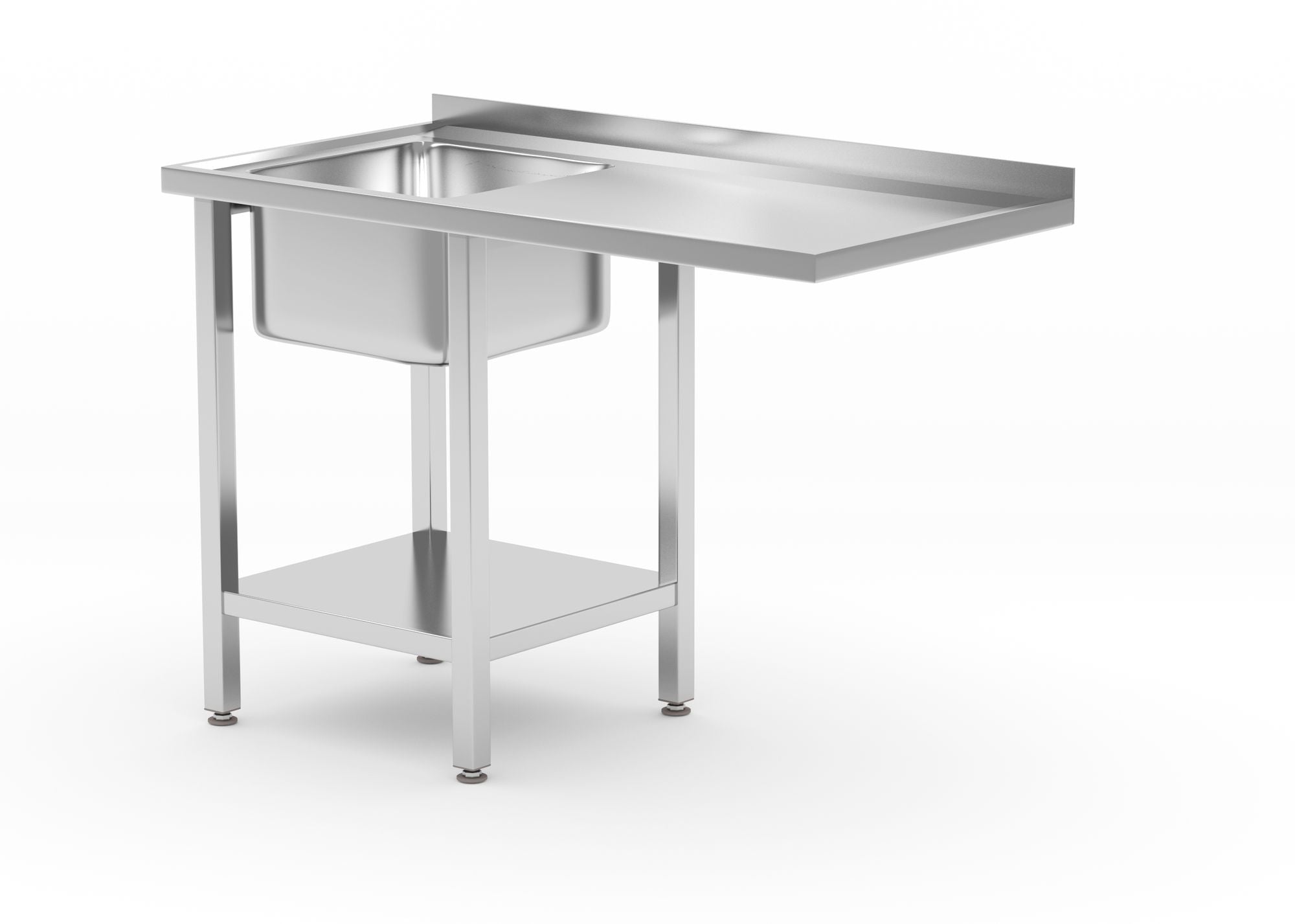 Mesa com lavatório e prateleira esquerda para máquinas de lavar loiça
