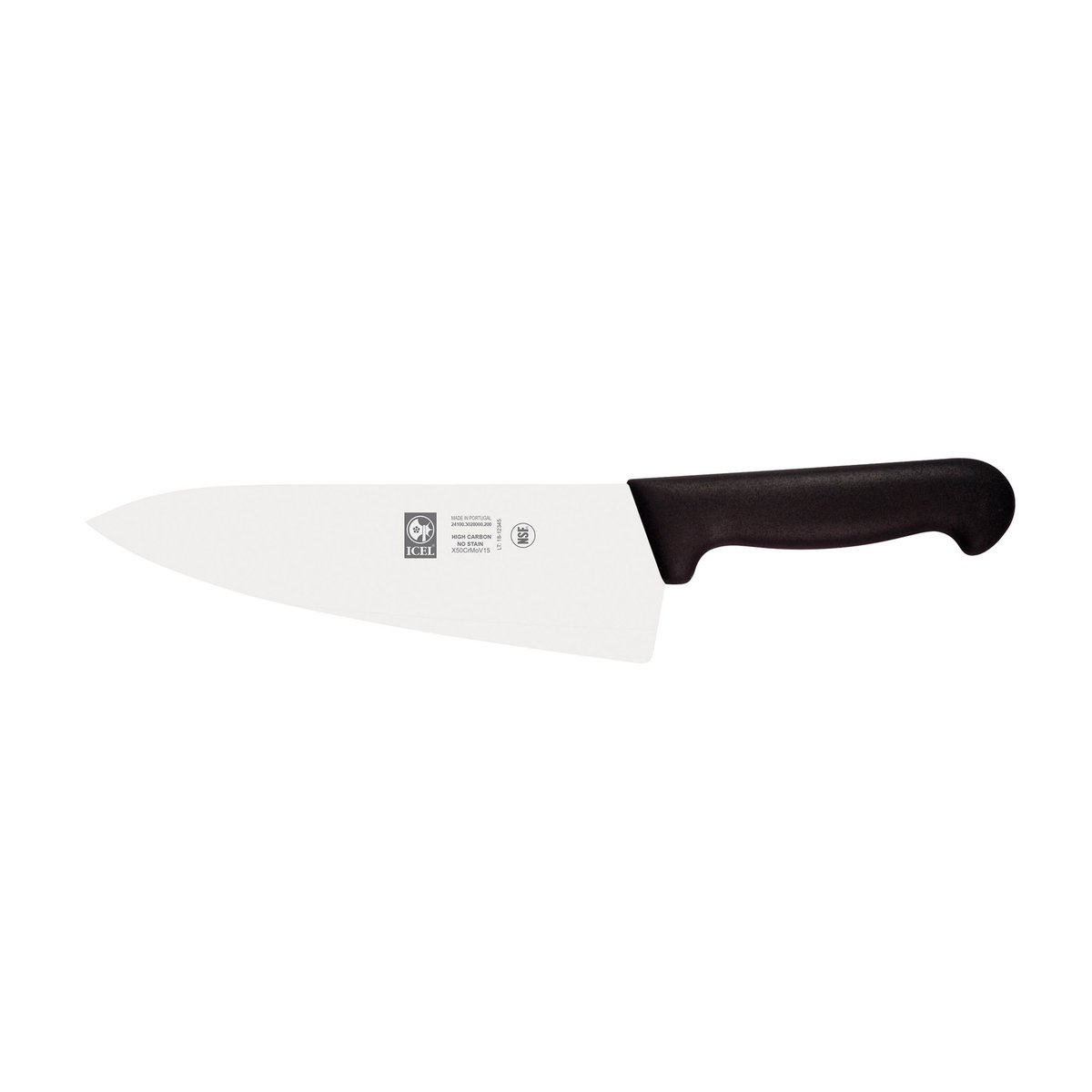 Faca de chefe lâmina larga Prática 20 cm, cabo preto
