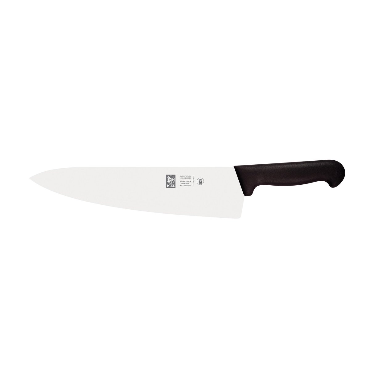 Faca de chefe lâmina larga Prática 26 cm, cabo preto
