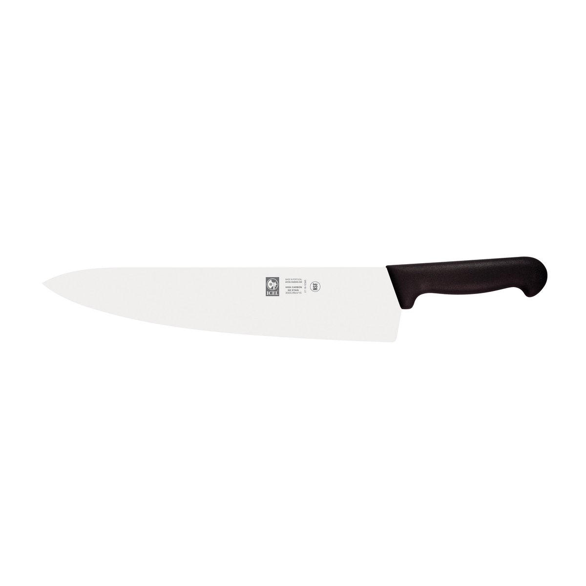 Faca de chefe lâmina larga Prática 30 cm, cabo preto