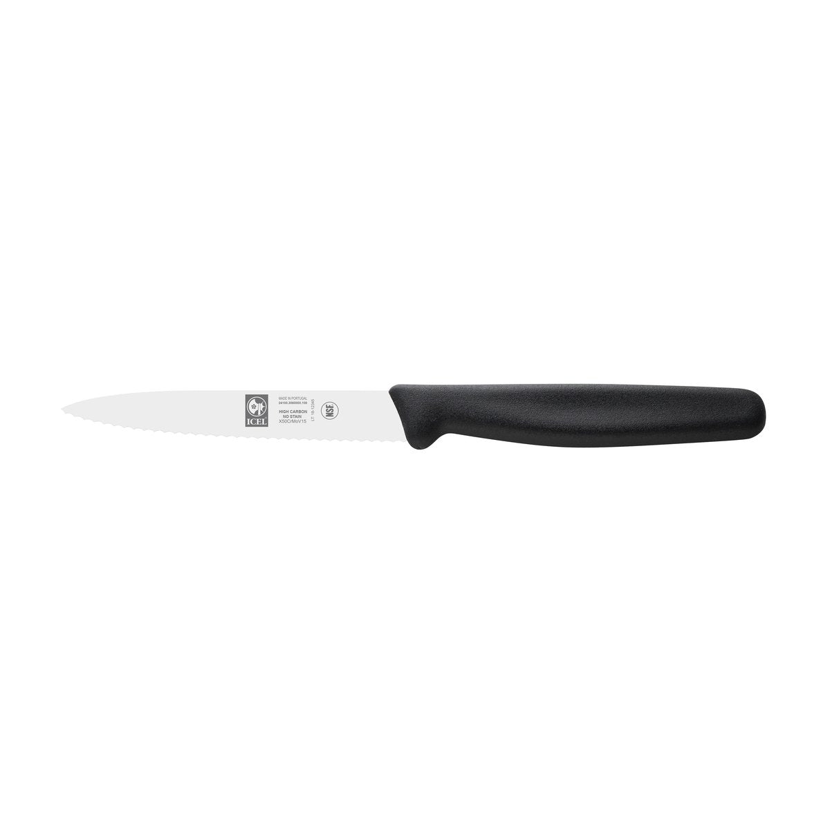 Faca para legumes serrilha Júnior 10 cm, cabo preto – mod. 306