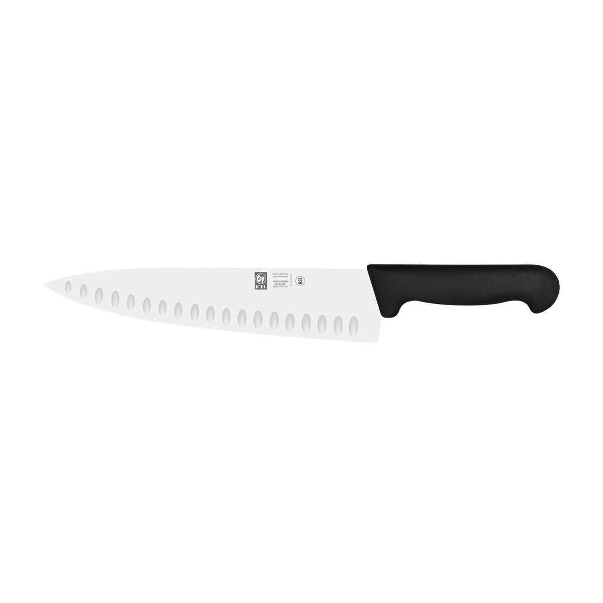 Faca de chefe lâmina estreita alvéolos Prática 20 cm, cabo preto