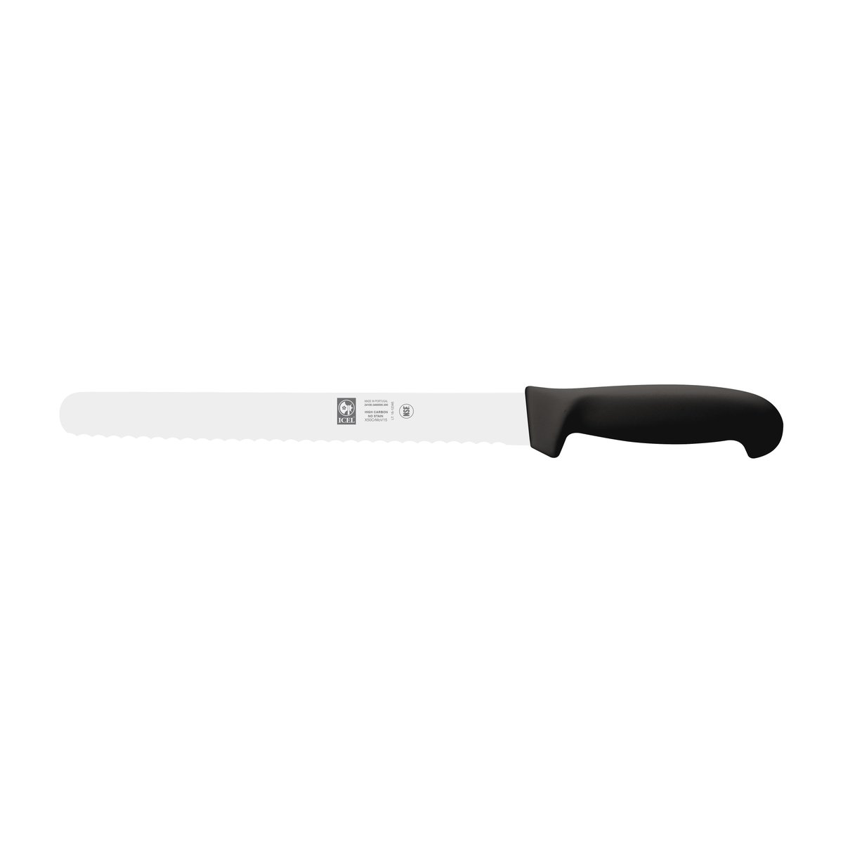 Faca para carnes frias serrilha Prática 30 cm, cabo preto – mod. 346