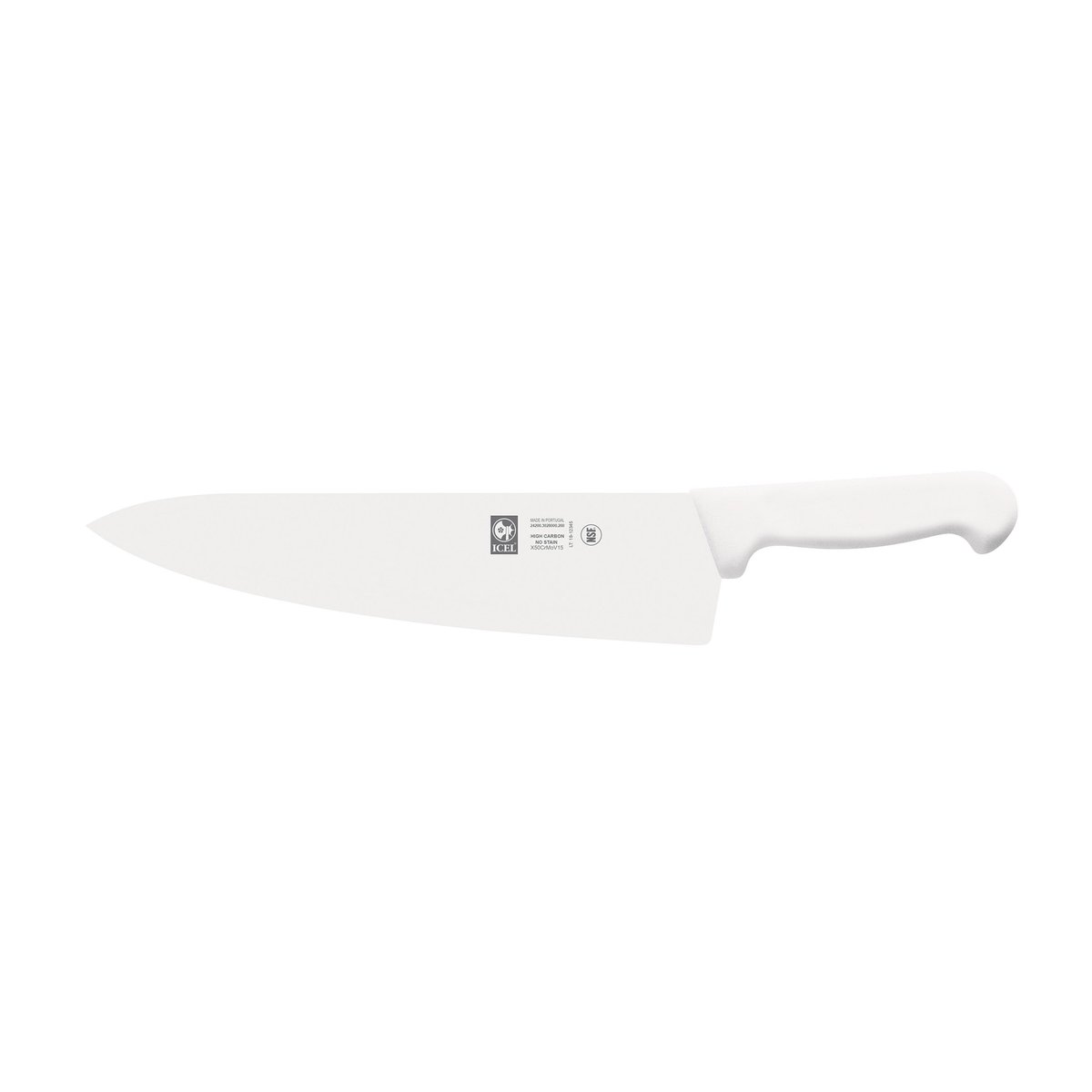 Faca de chefe lâmina larga 26 cm, cabo branco