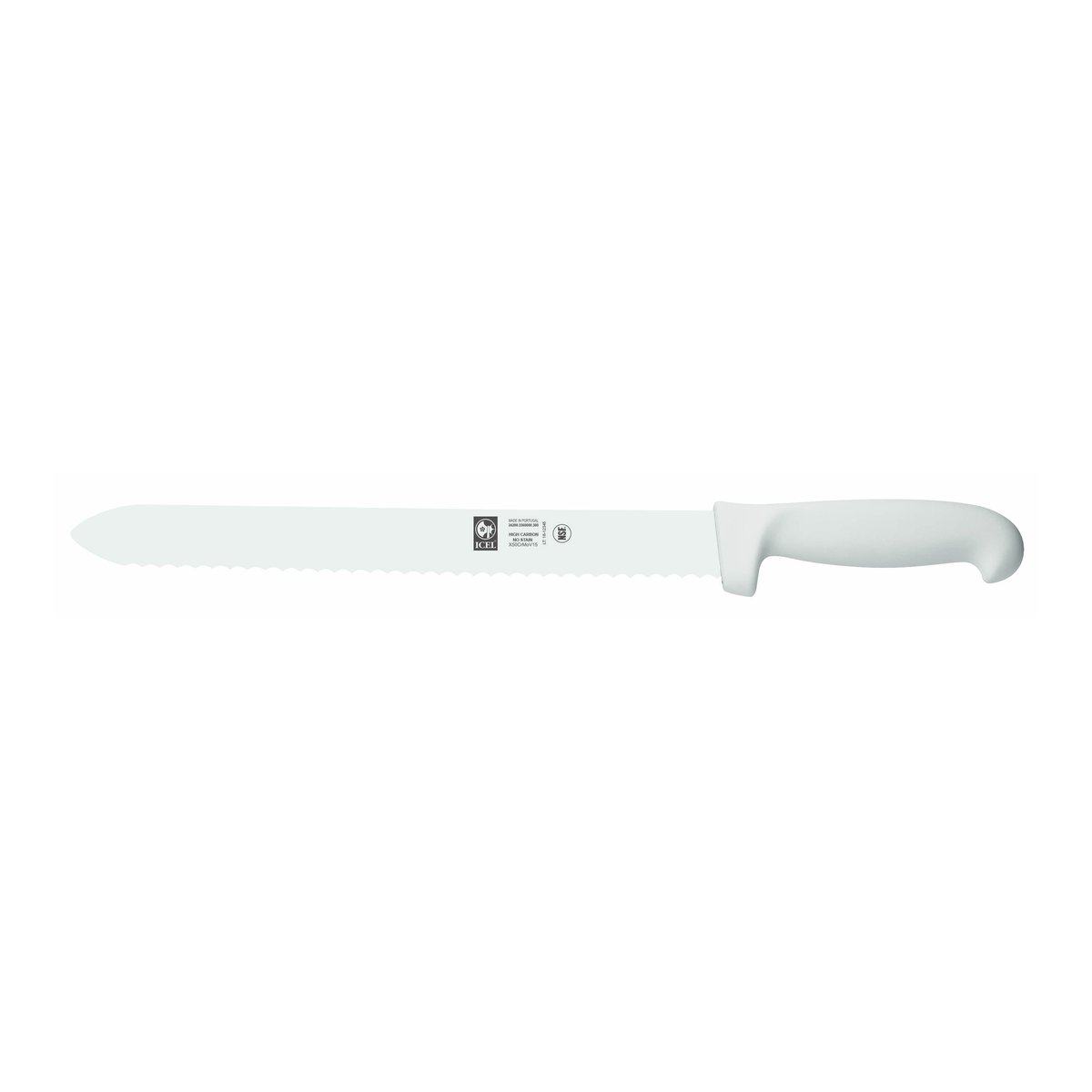 Faca para carnes frias serrilha Prática 30 cm, cabo branco – mod. 336