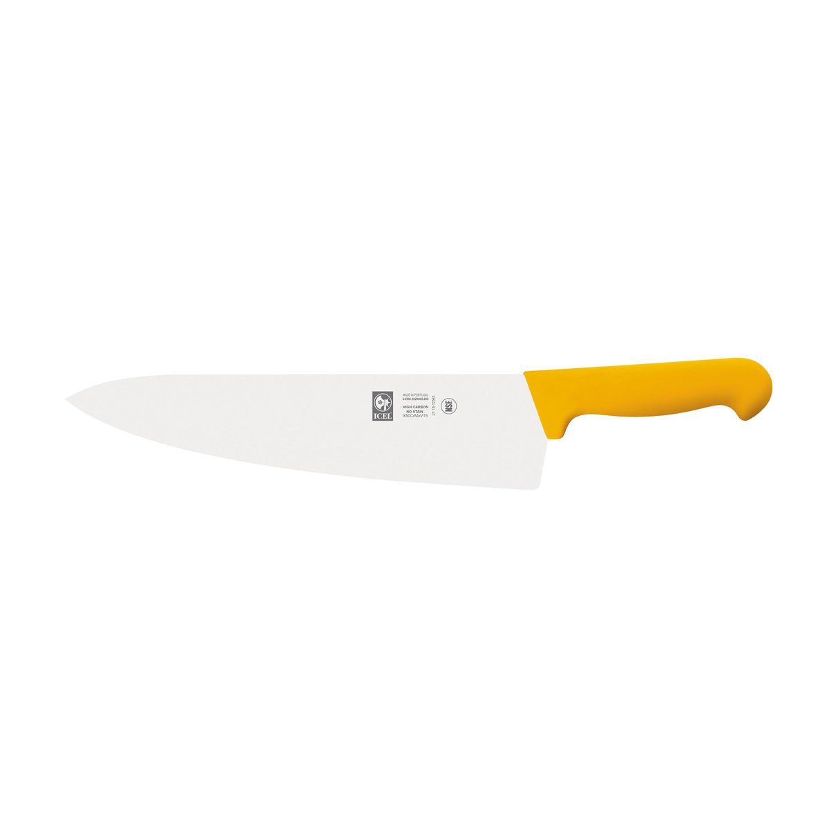 Faca de chefe lâmina larga 26 cm, cabo amarelo