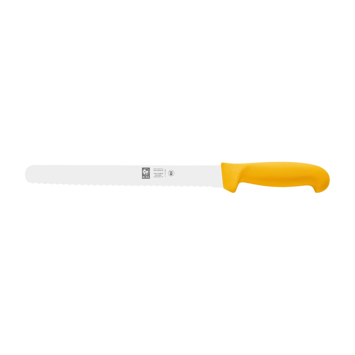 Faca para carnes frias serrilha Prática 30 cm, cabo amarelo