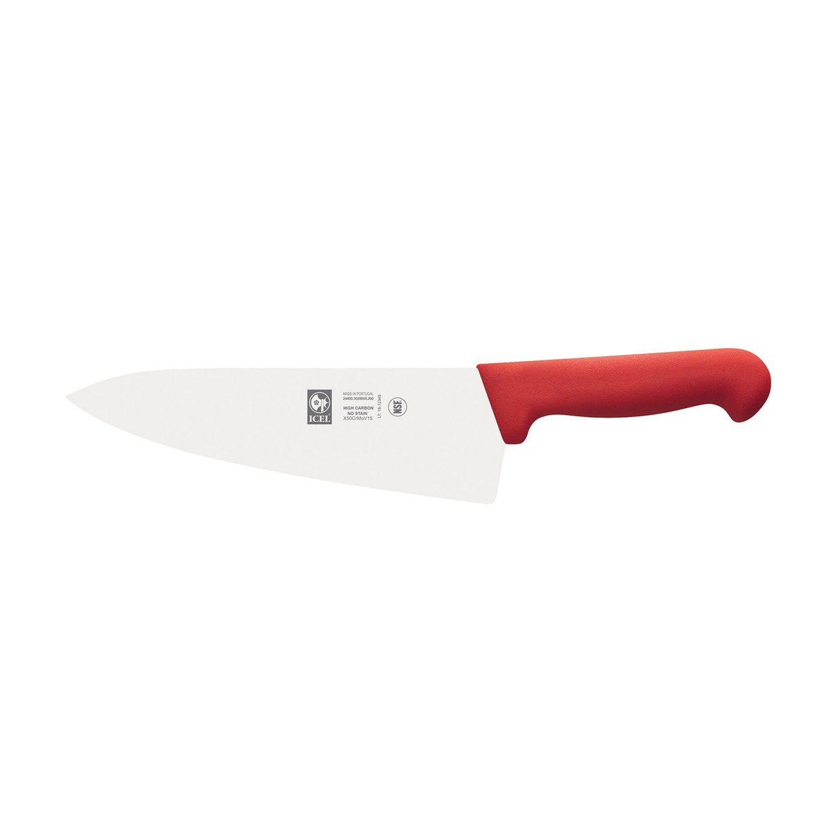 Faca de chefe lâmina larga 20 cm, cabo vermelho