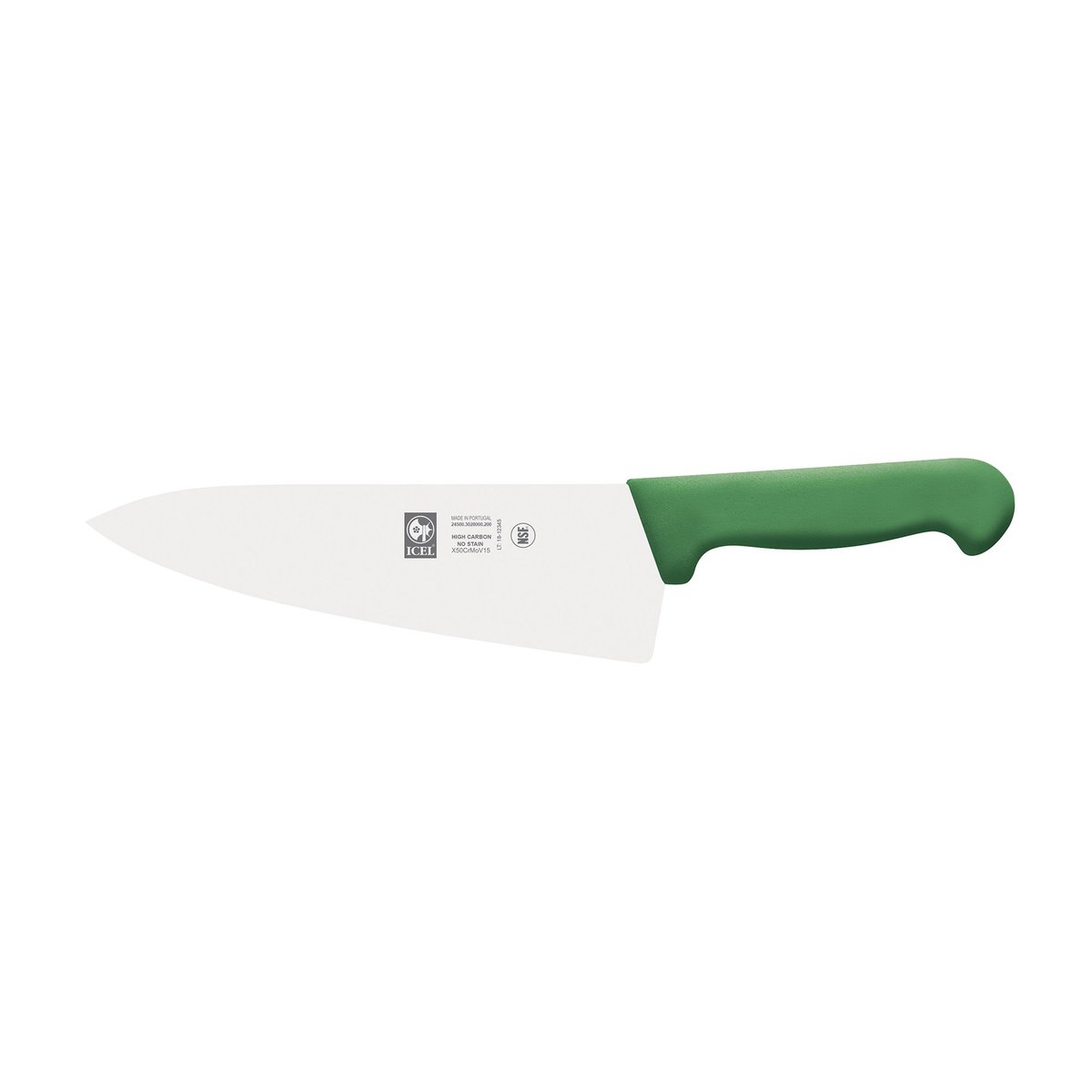 Faca de chefe lâmina larga 20 cm, cabo verde