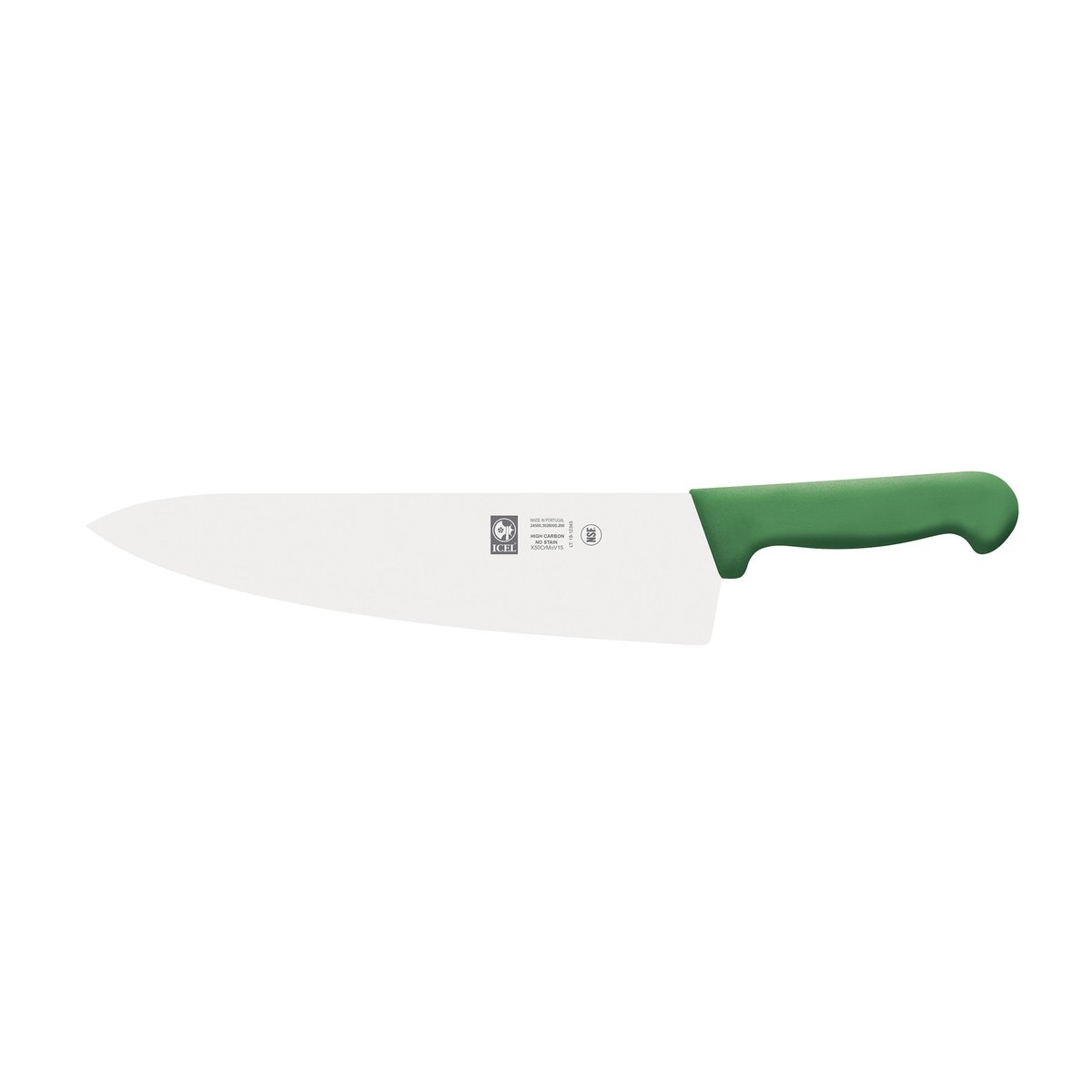 Faca de chefe lâmina larga 26 cm, cabo verde