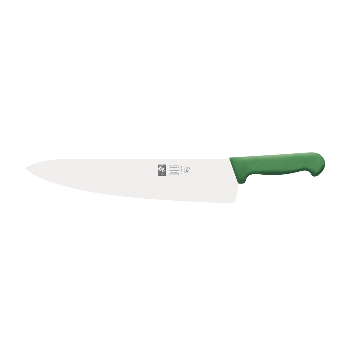 Faca de chefe lâmina larga 30 cm, cabo verde