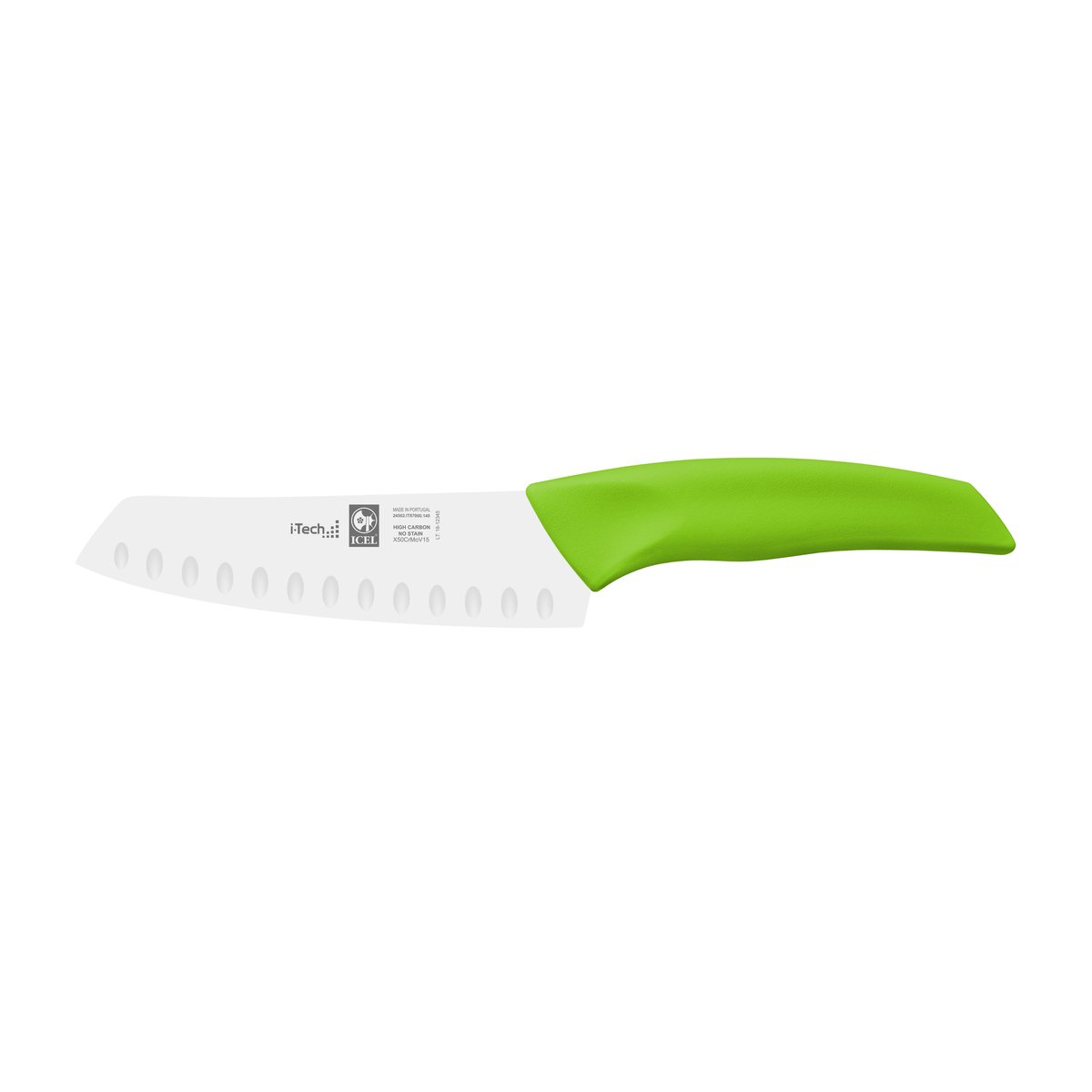 Faca Santoku alvéolos i-Tech 14 cm, cabo verde alface