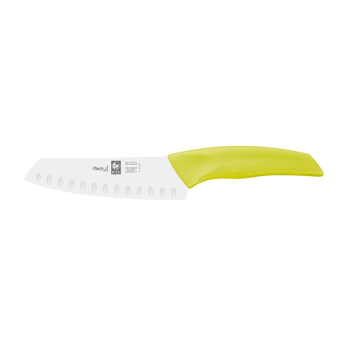 Faca Santoku alvéolos i-Tech 14 cm, cabo verde lima