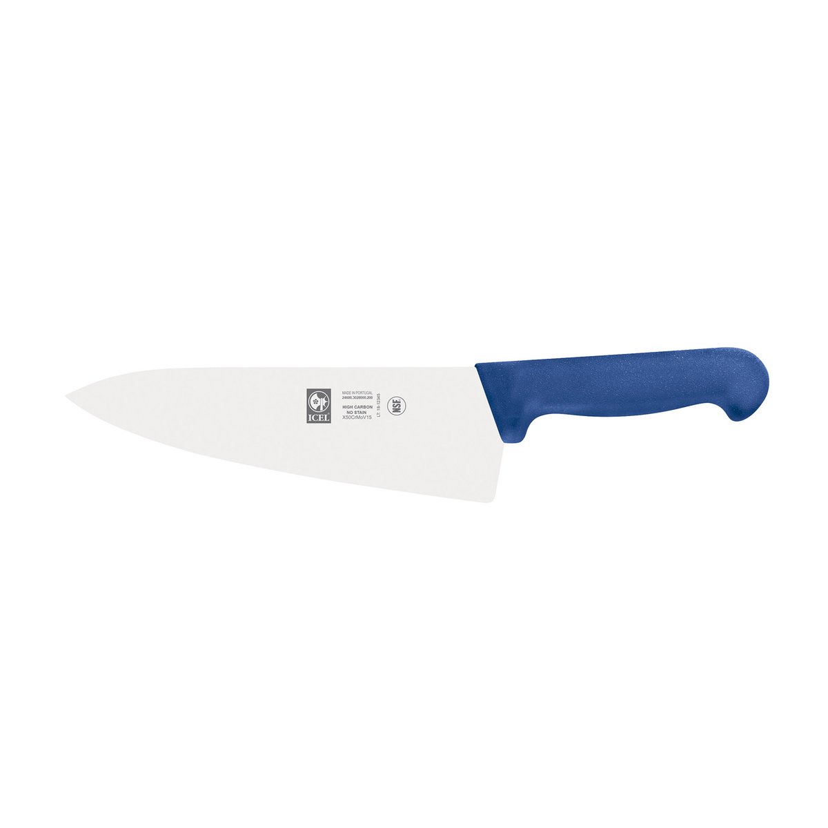 Faca de chefe lâmina larga 20 cm, cabo azul