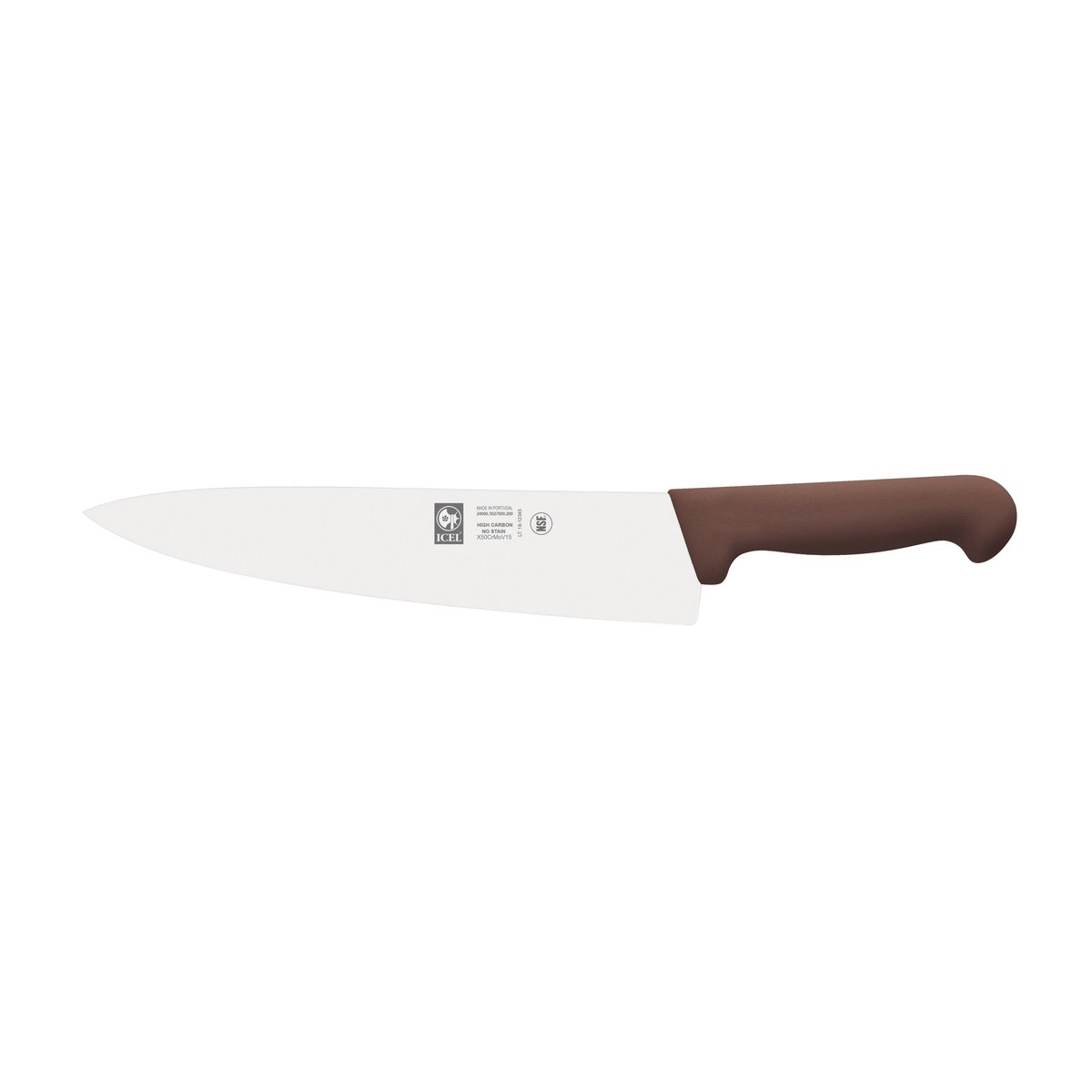 Faca de chefe lâmina estreita 20 cm, cabo castanho