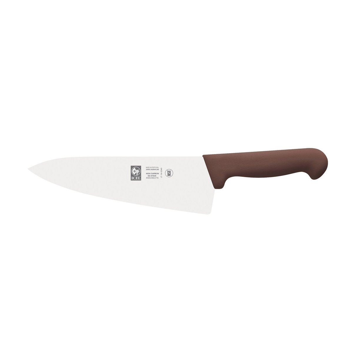 Faca de chefe lâmina larga 20 cm, cabo castanho