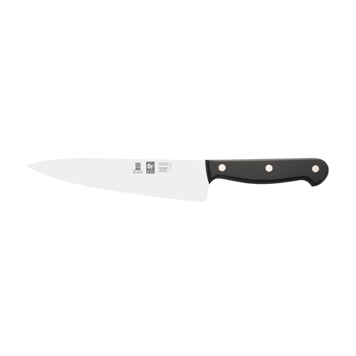 Faca de chefe Technik 18 cm, cabo preto