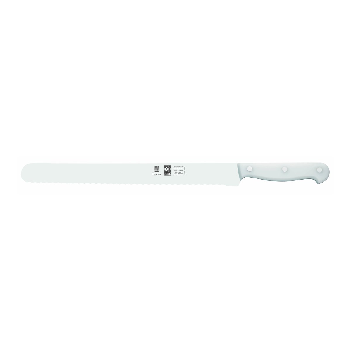 Faca para carnes frias serrilha Technik 30 cm, cabo branco