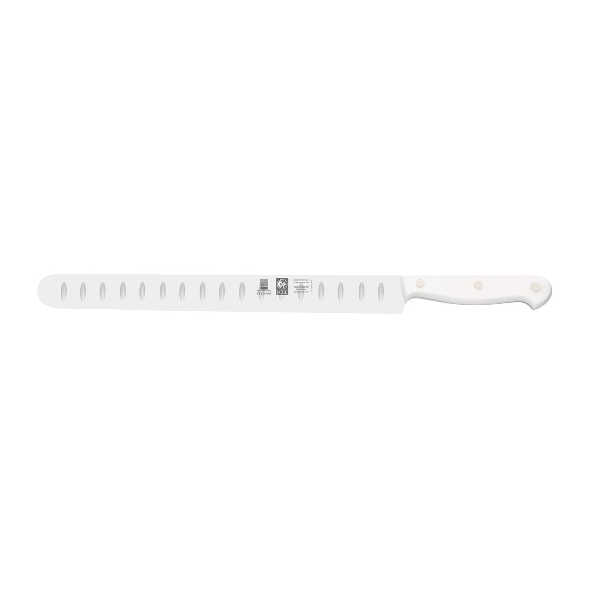 Faca para salmão lâmina larga Technik 30 cm, cabo branco