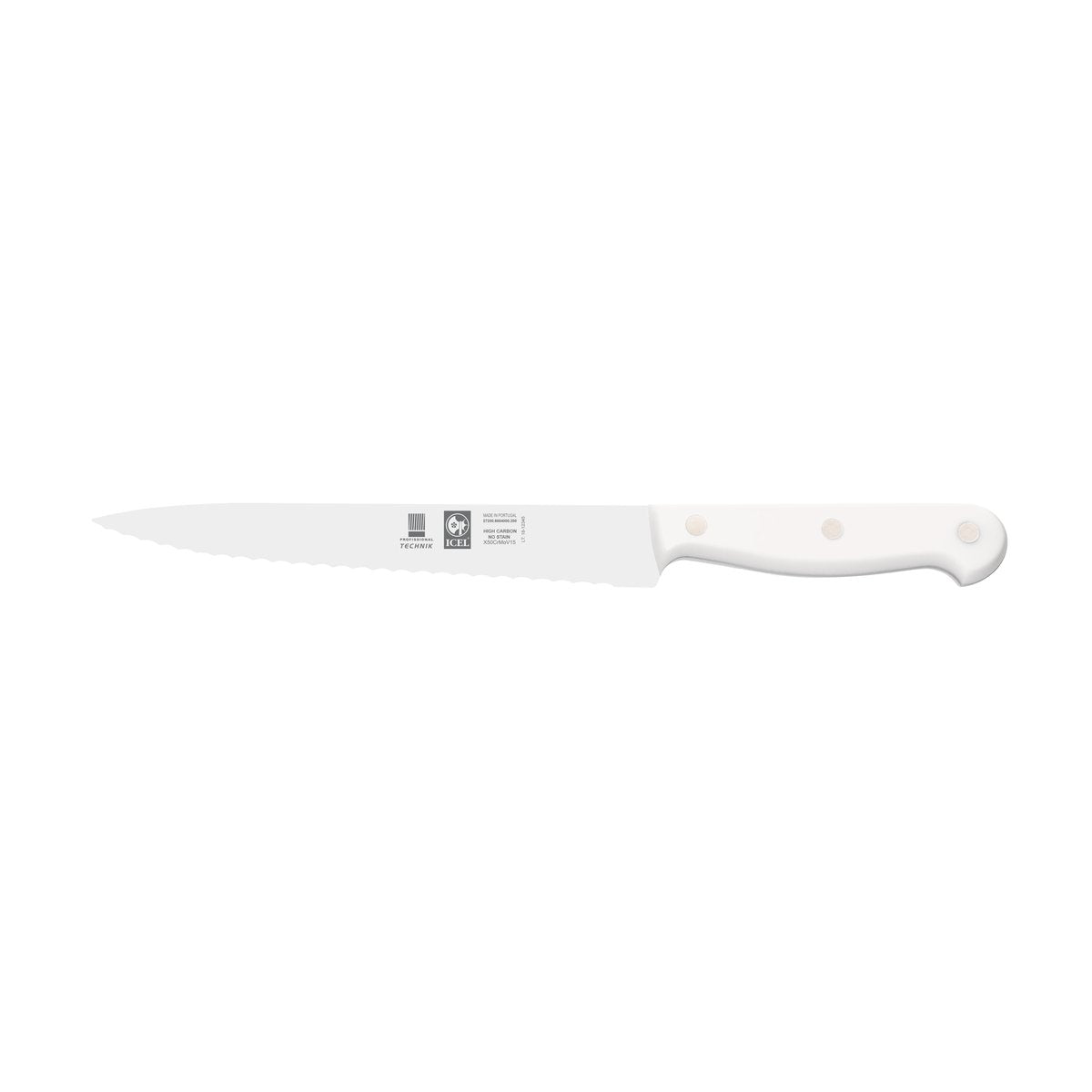 Faca para trinchar serrilha Technik 20 cm, cabo branco
