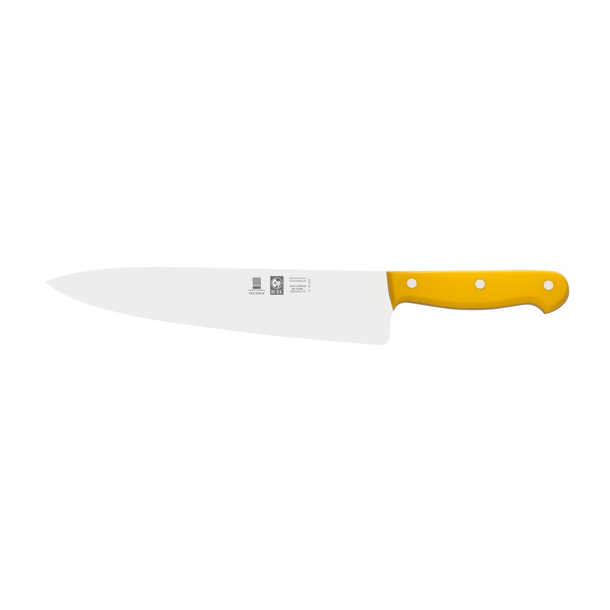 Faca de chefe Technik 25 cm, cabo amarelo