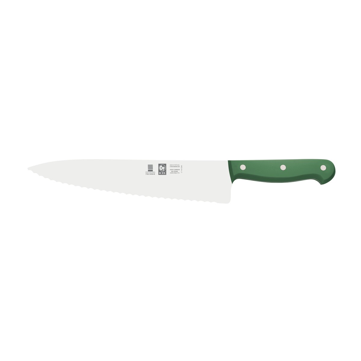 Faca de chefe serrilha Technik 20 cm, cabo verde