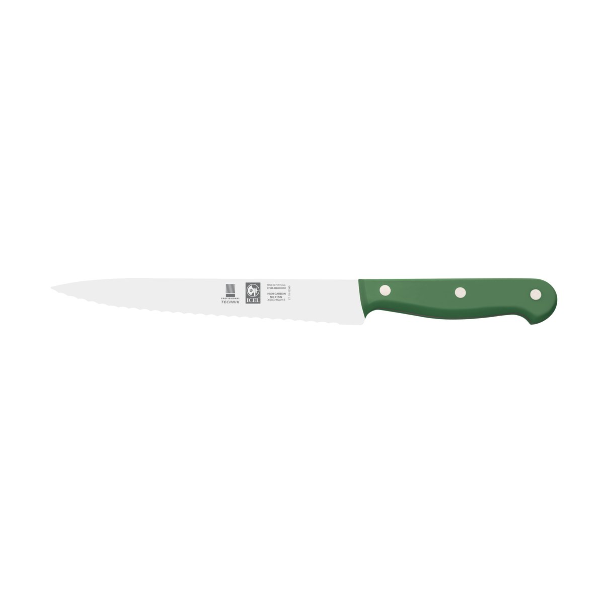 Faca para trinchar serrilha Technik 20 cm, cabo verde