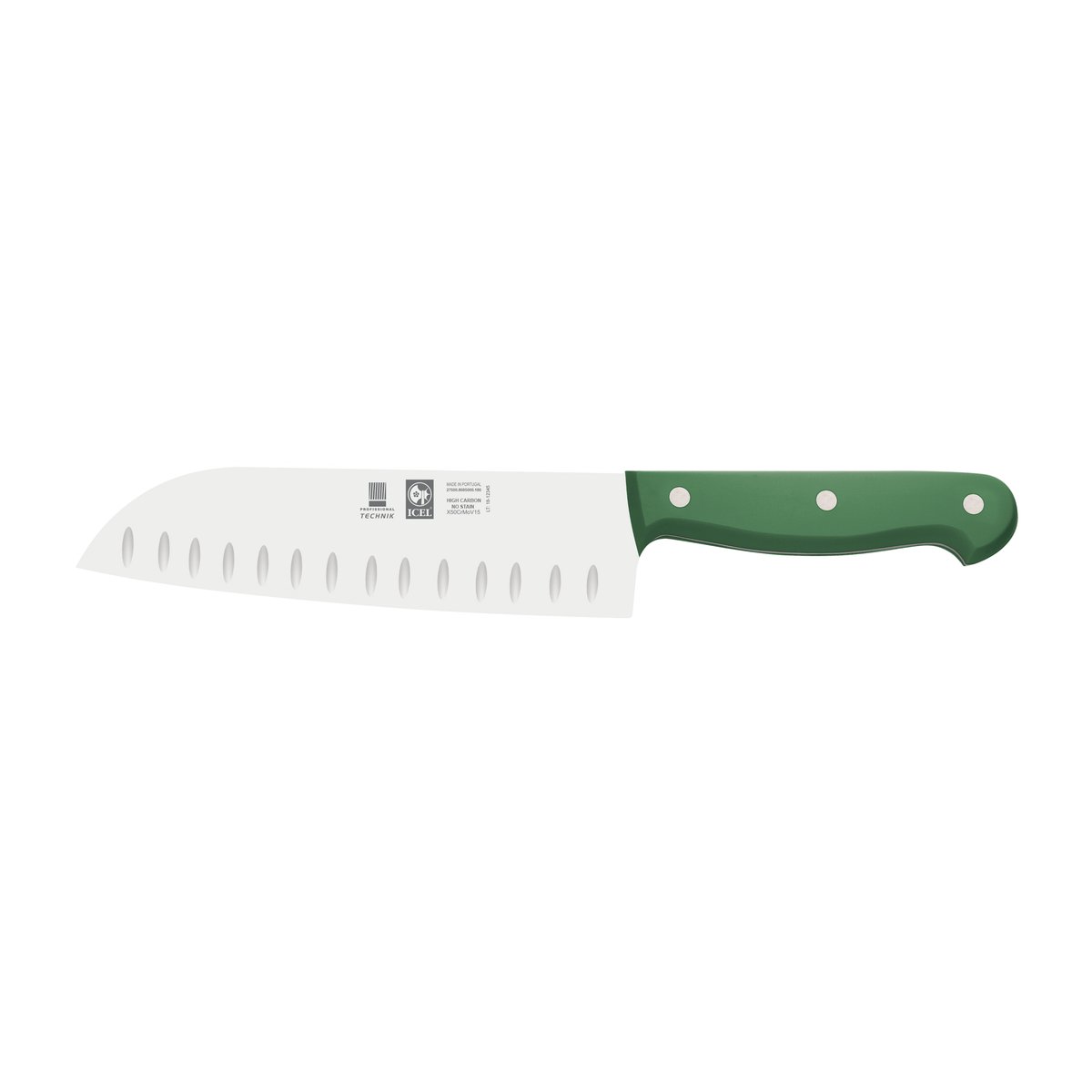 Faca Santoku alvéolos Technik 18 cm, cabo verde