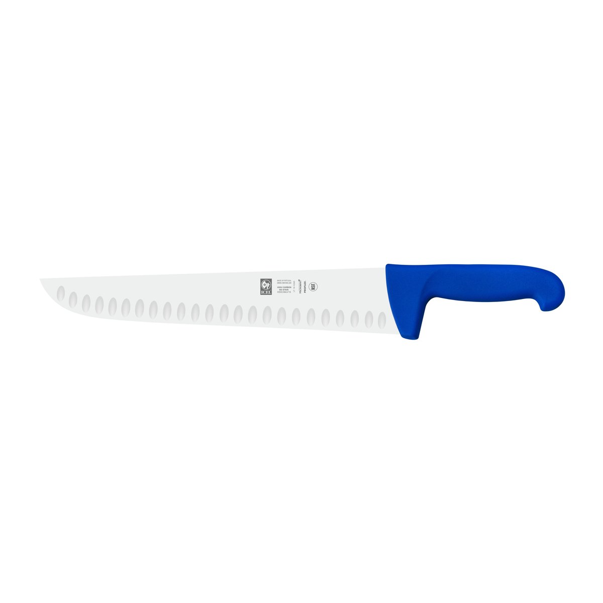 Faca de talho alvéolos Safe 24 cm, cabo azul