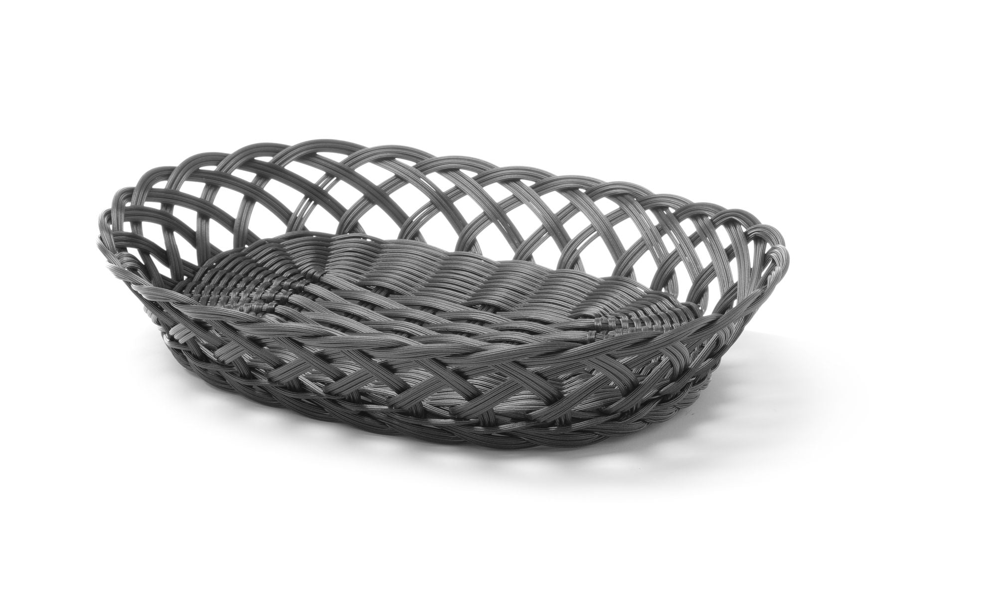 Cesta com laterais tecidas oval 320x230 mm PP preto