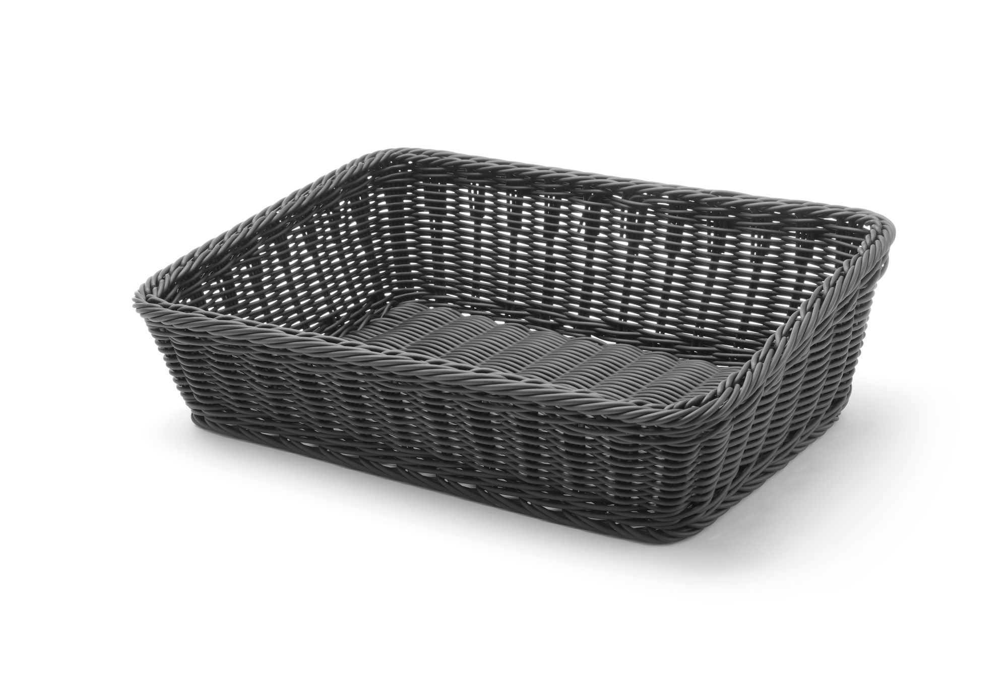 Cesto de padaria angulado em PP preto 400x300x120 mm