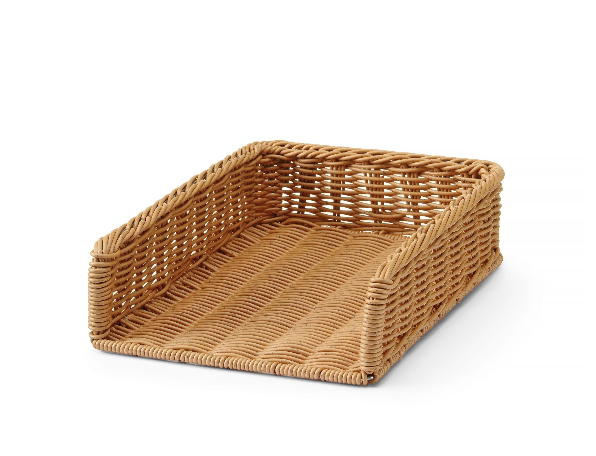 Cesto aberto de um lado PP com aro inox 295x395x105 mm